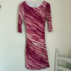 White House Black Market Multi-Tone Pink Ruched Dress